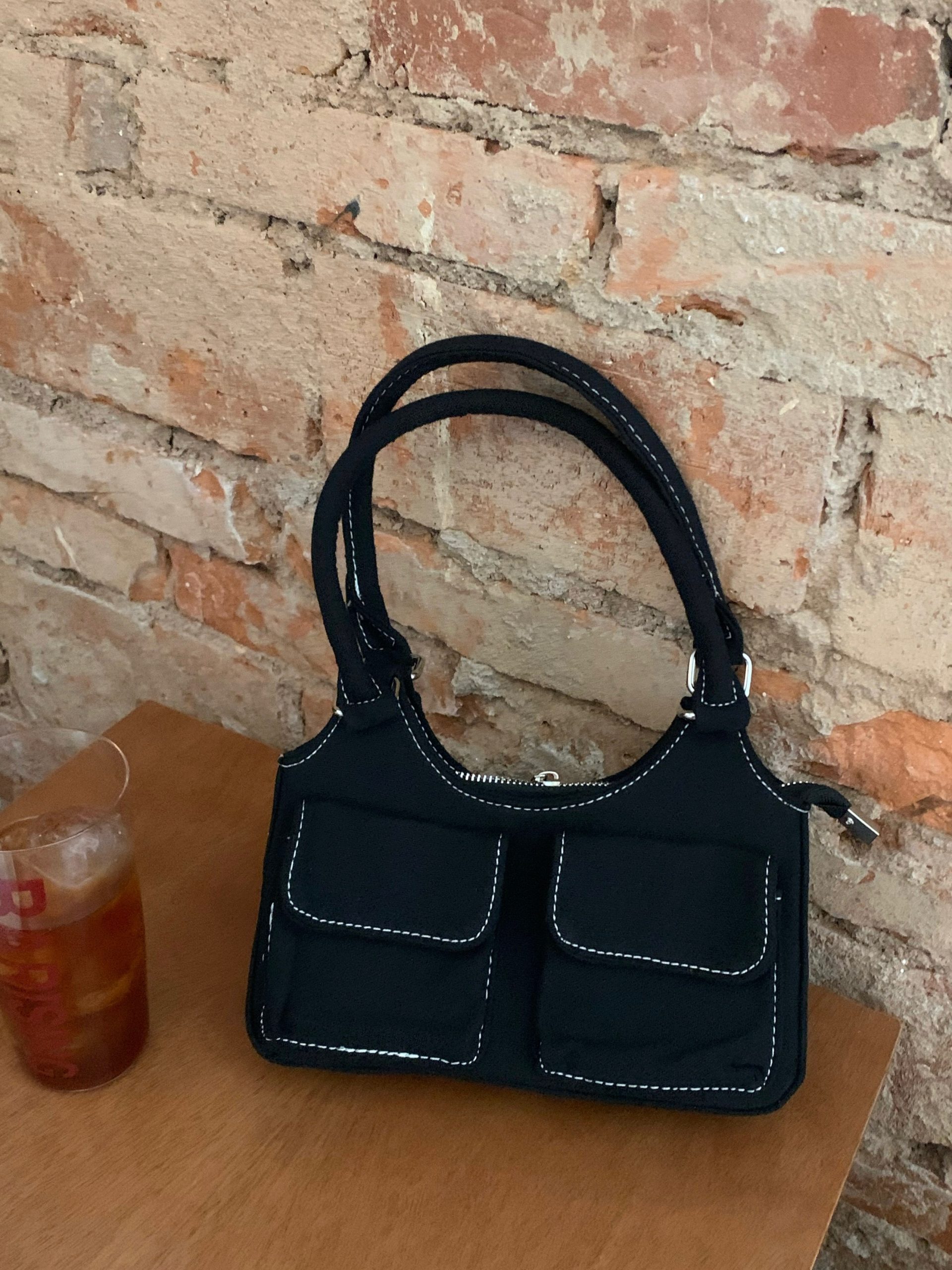 Double Pocket Denim Vintage Handbag Shoulder Underarm Bag