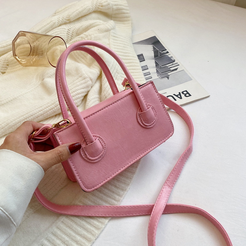 Autumn 2022 New Fashion Women's Bag Simple Textured Crossbody Handbag Solid Color Small Square Bag - Image 4