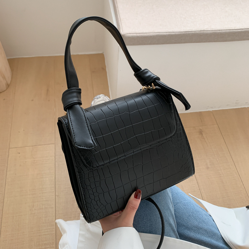 New Korean Style Crocodile Pattern Small Square Handbag Shoulder Bag for Women