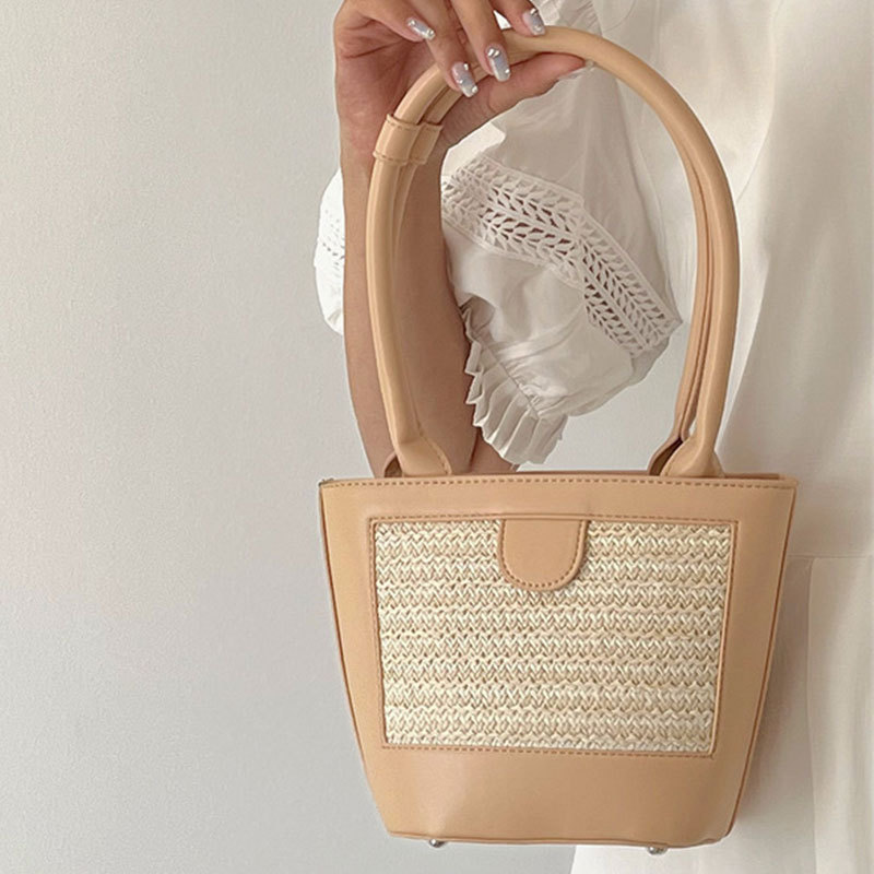 Women's Korean Style Handwoven Bucket Bag Retro Versatile Handbag Shoulder Bag - Image 3