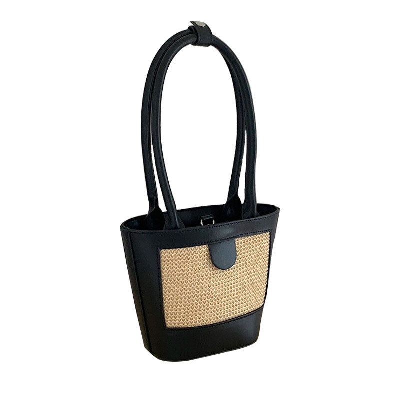 Women's Korean Style Handwoven Bucket Bag Retro Versatile Handbag Shoulder Bag - Image 5
