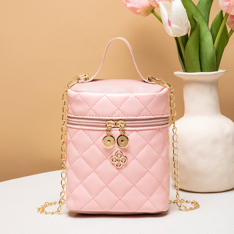 Embroidered Bucket Bag Women's Mini Handbag with Chain Strap - Image 2