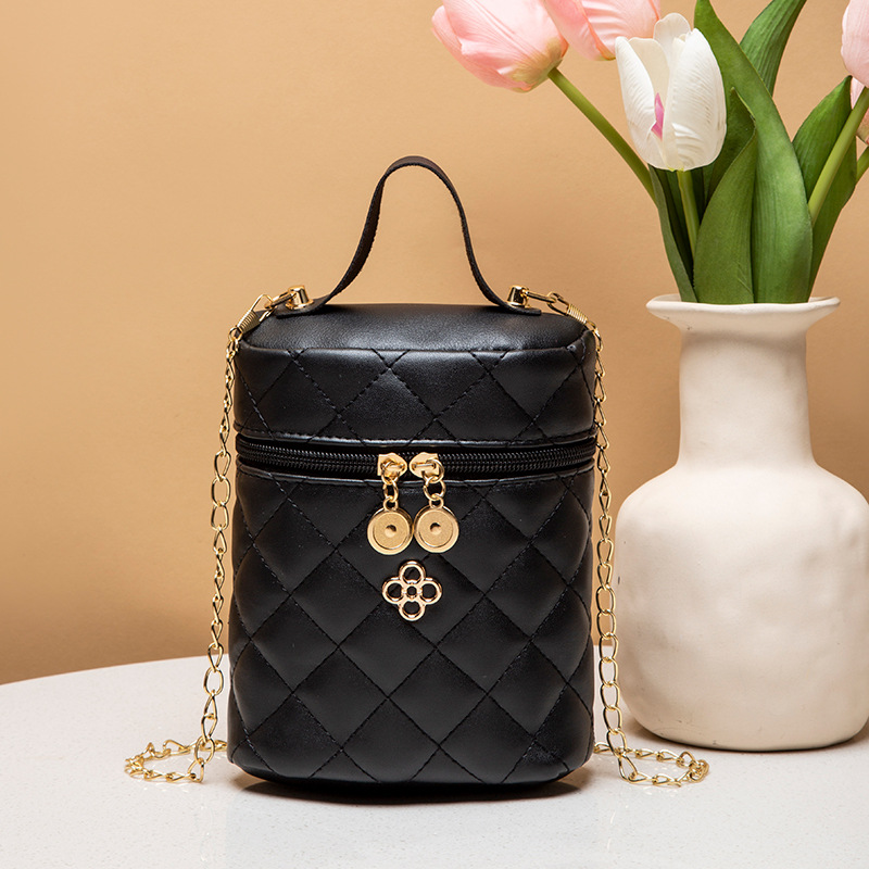 Embroidered Bucket Bag Women’s Mini Handbag with Chain Strap