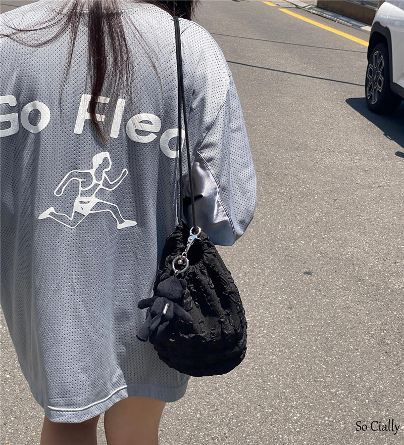 NOMORE Satin Bucket Bag Crossbody Shoulder Bag Korean Style - Image 2