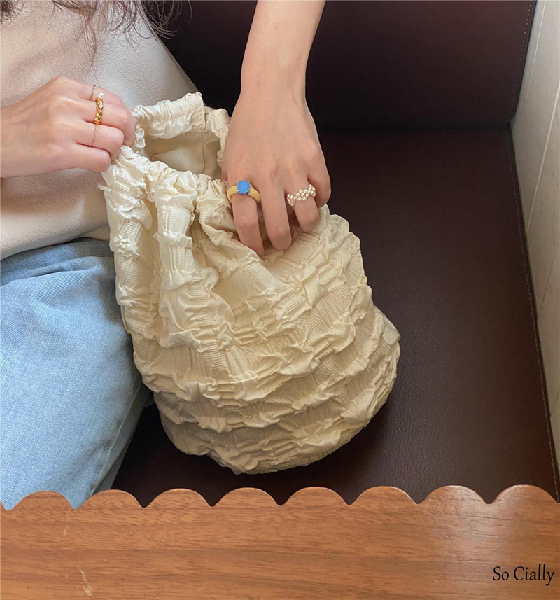 NOMORE Satin Bucket Bag Crossbody Shoulder Bag Korean Style - Image 3