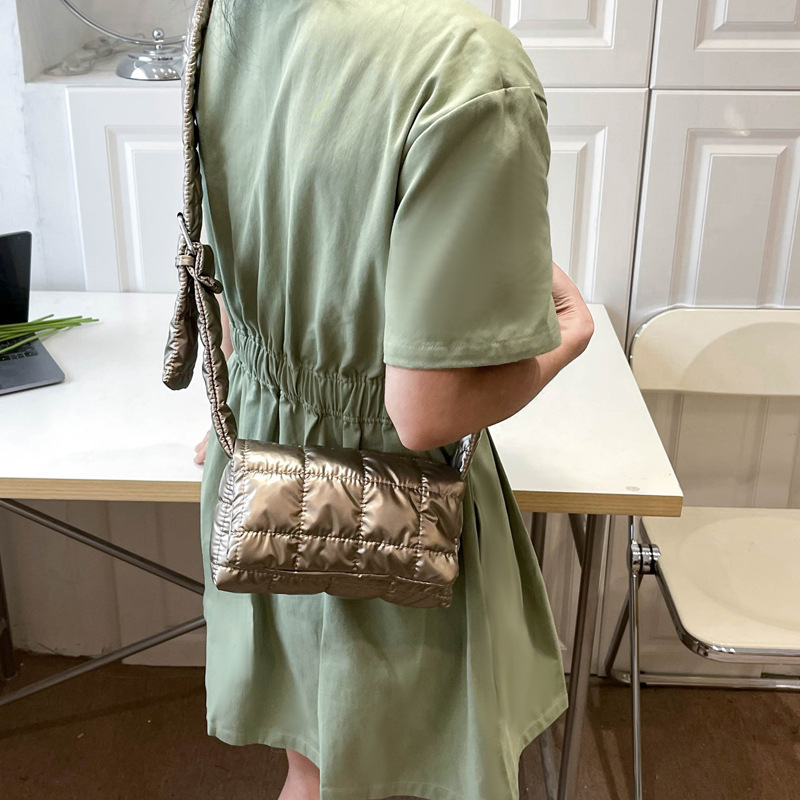 2023 New Embroidered Plaid Crossbody Small Square Bag Solid Color Phone Bag - Image 4