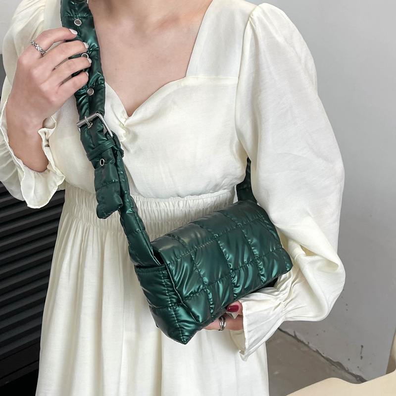 2023 New Embroidered Plaid Crossbody Small Square Bag Solid Color Phone Bag - Image 3