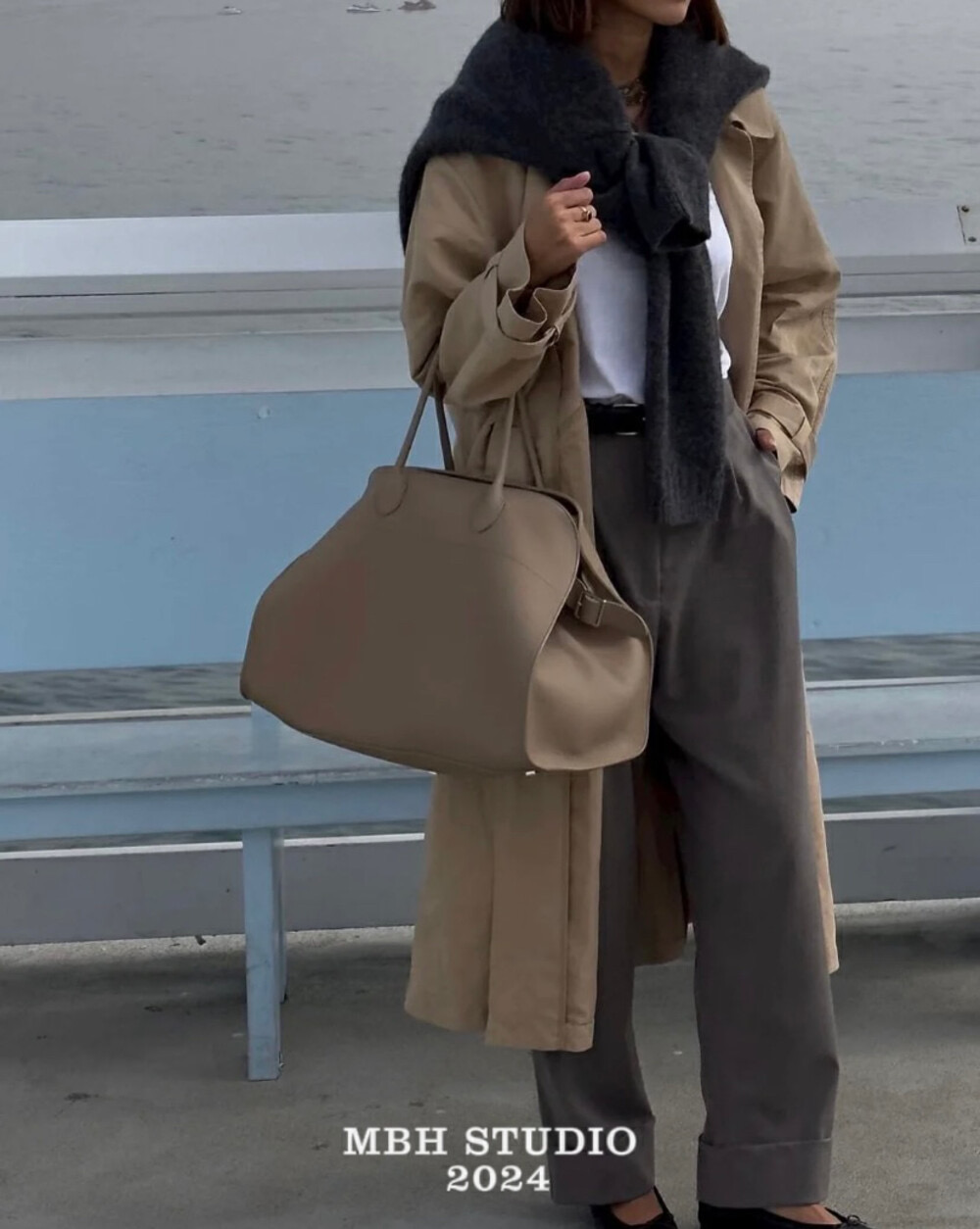 MBH Top Grain Leather Litchi Texture Large Capacity Commuter Tote Handbag
