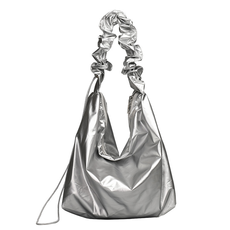 Japanese Style Casual Canvas Bag with Pleated Drawstring Crossbody - Image 5